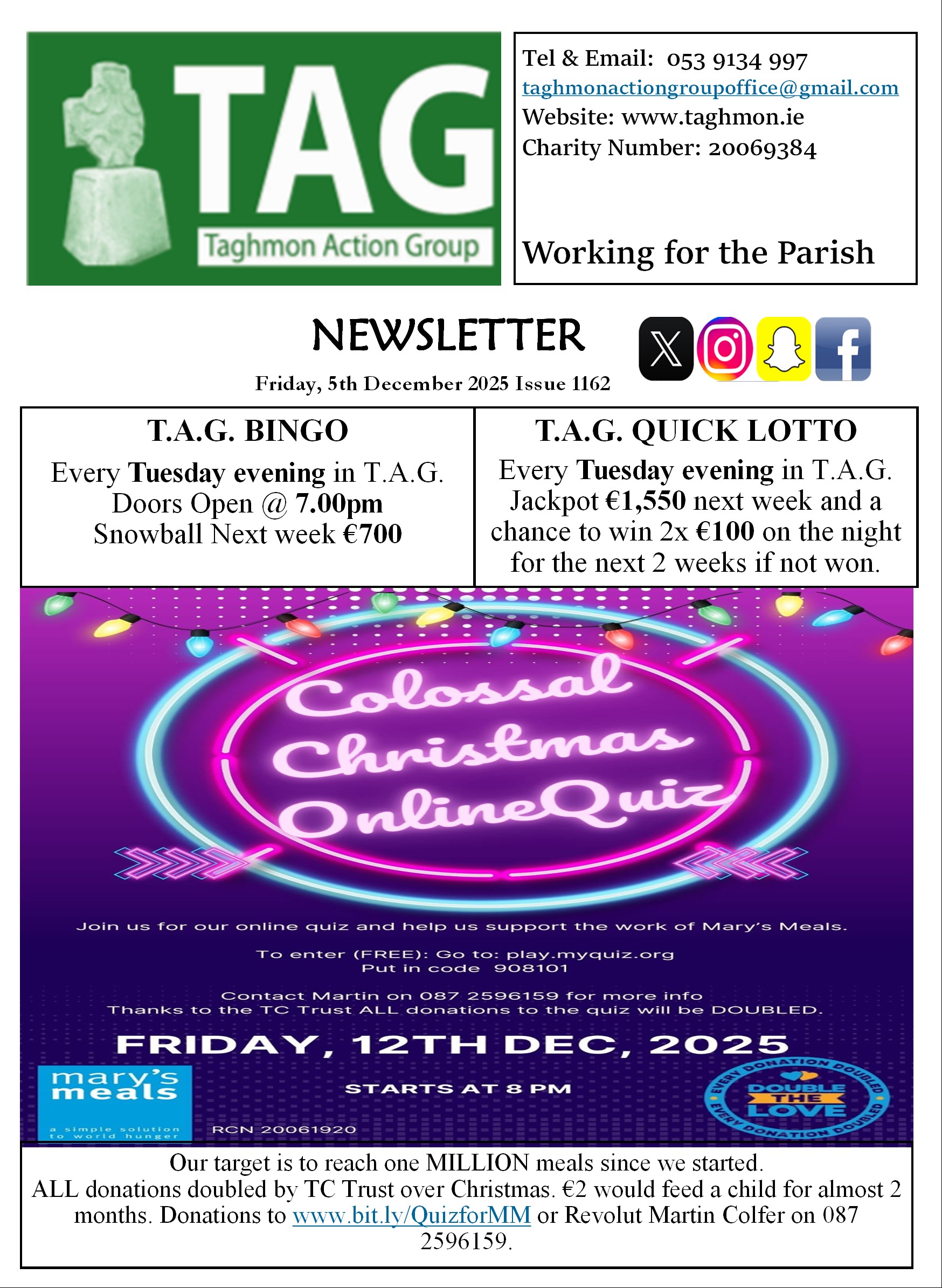Newsletter Friday 5th December 2025 Issue 1162